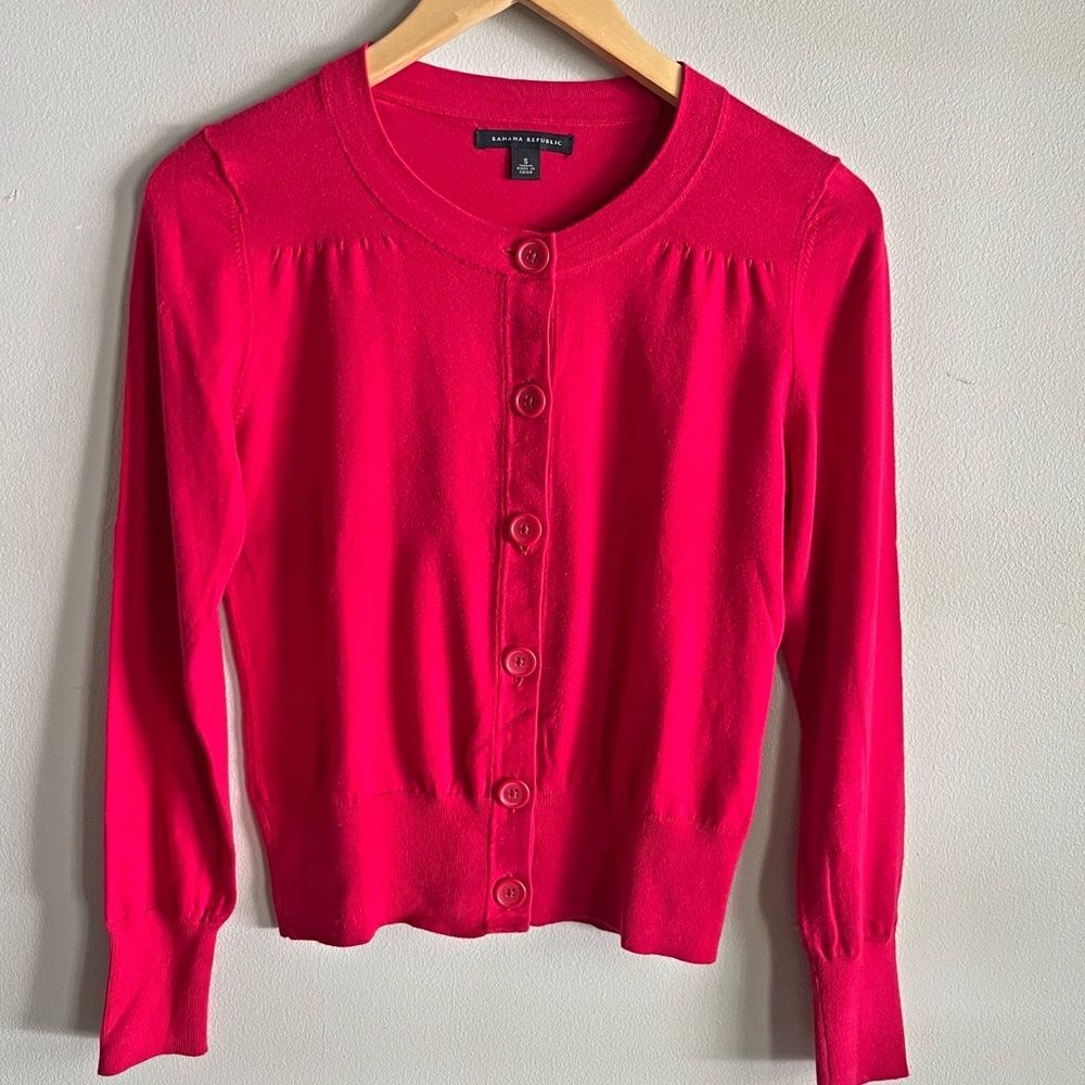 Banana Republic Hot Pink Cropped Button Cardigan Small Y2K Preppy